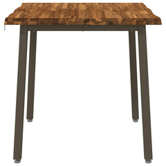 vidaXL 70 x 70 x 75 cm Solid Acacia Wood Natural and Coffee Square 3