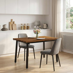 Dining Table Solid Acacia Wood Live Edge Depth 70 cm Natural and black 120 cm