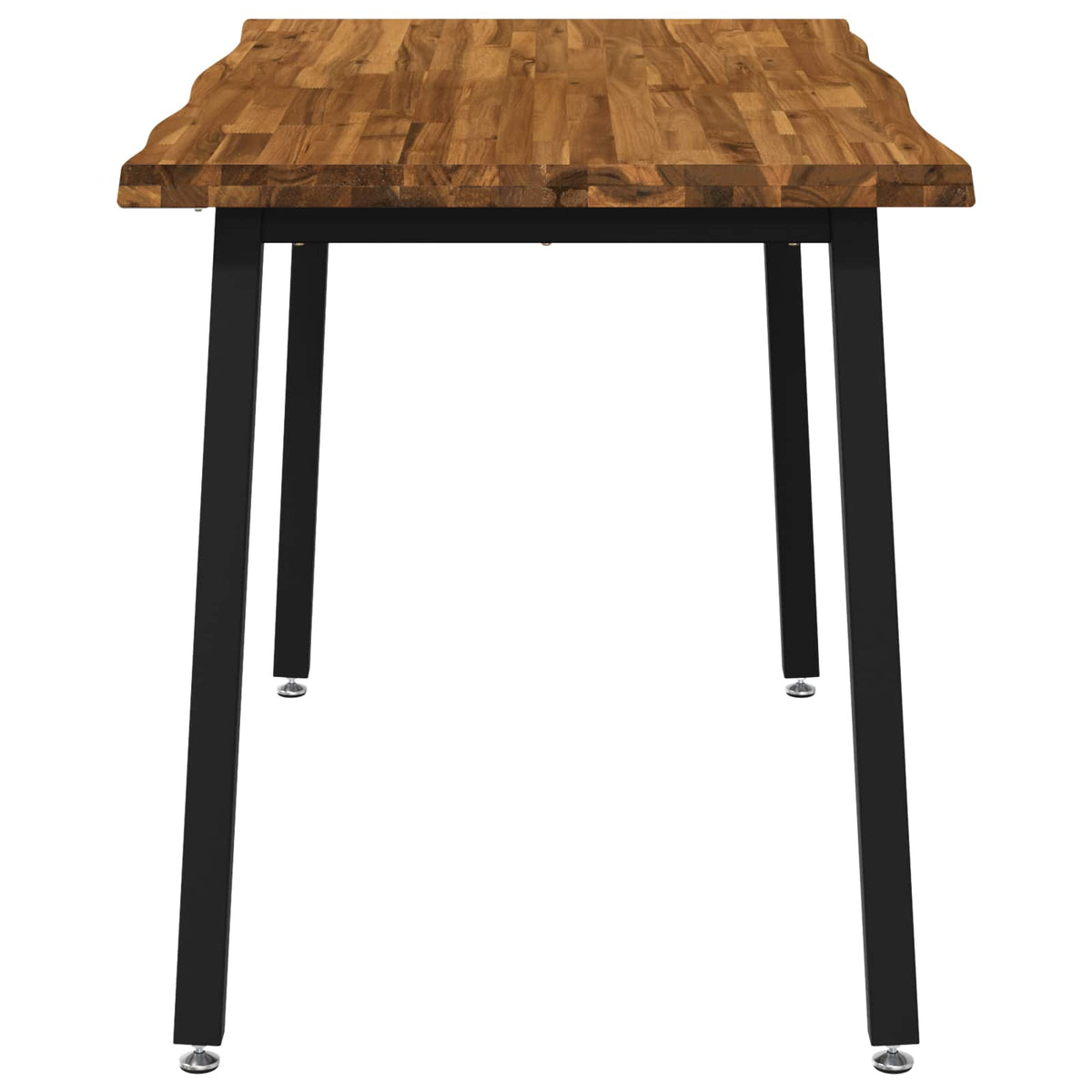 Dining Table Solid Acacia Wood Live Edge Depth 70 cm Natural and black 120 cm