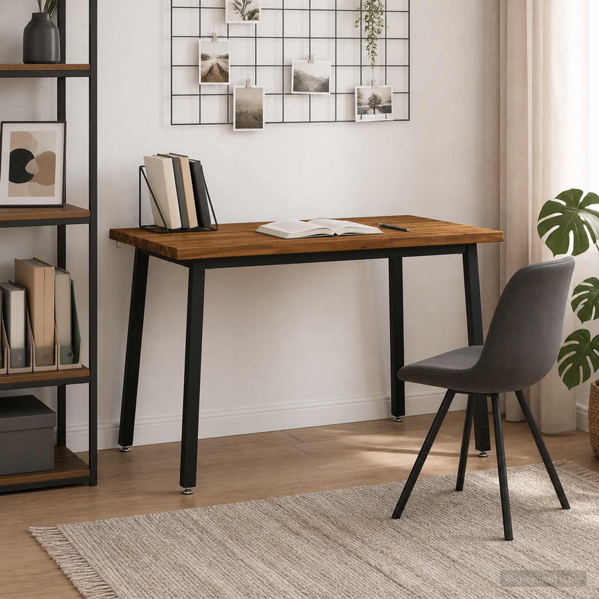 Dining Table 120 x 80 x 75 cm Solid Acacia Wood Live Edge Natural and black