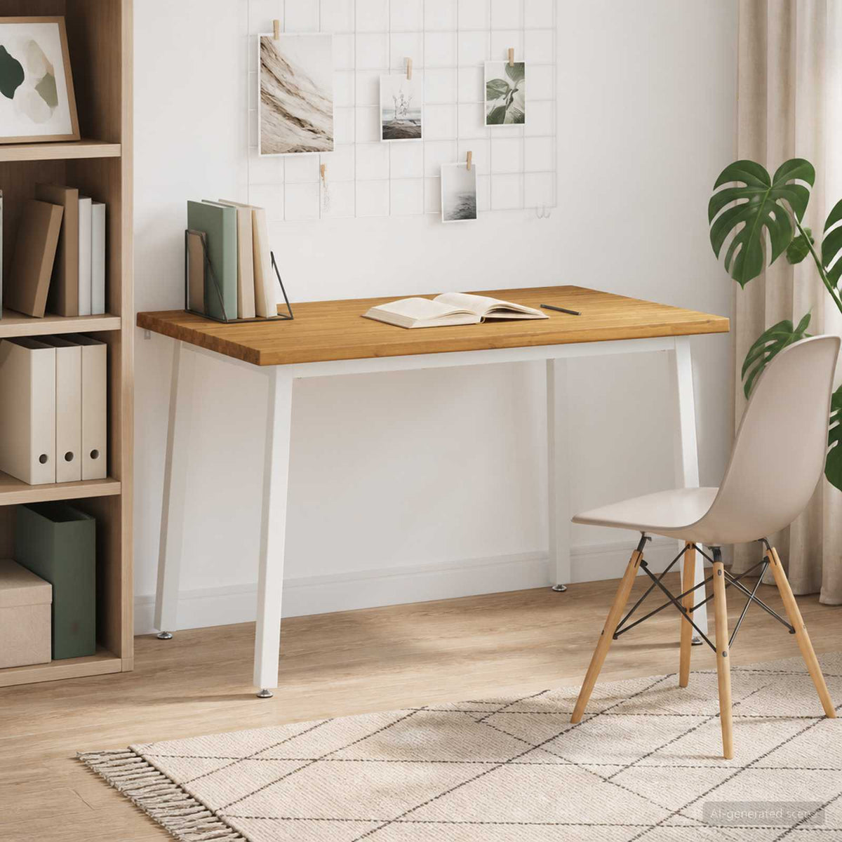 Dining Table Solid Acacia Wood Live Edge Whitewash White