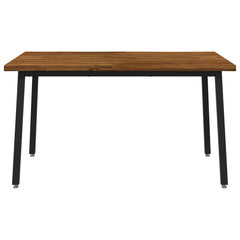 Dining Table Solid Acacia Wood Live Edge Depth 90 cm Natural and black 120 cm