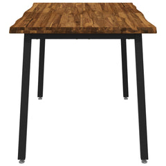 Dining Table Solid Acacia Wood Live Edge Depth 90 cm Natural and black 120 cm