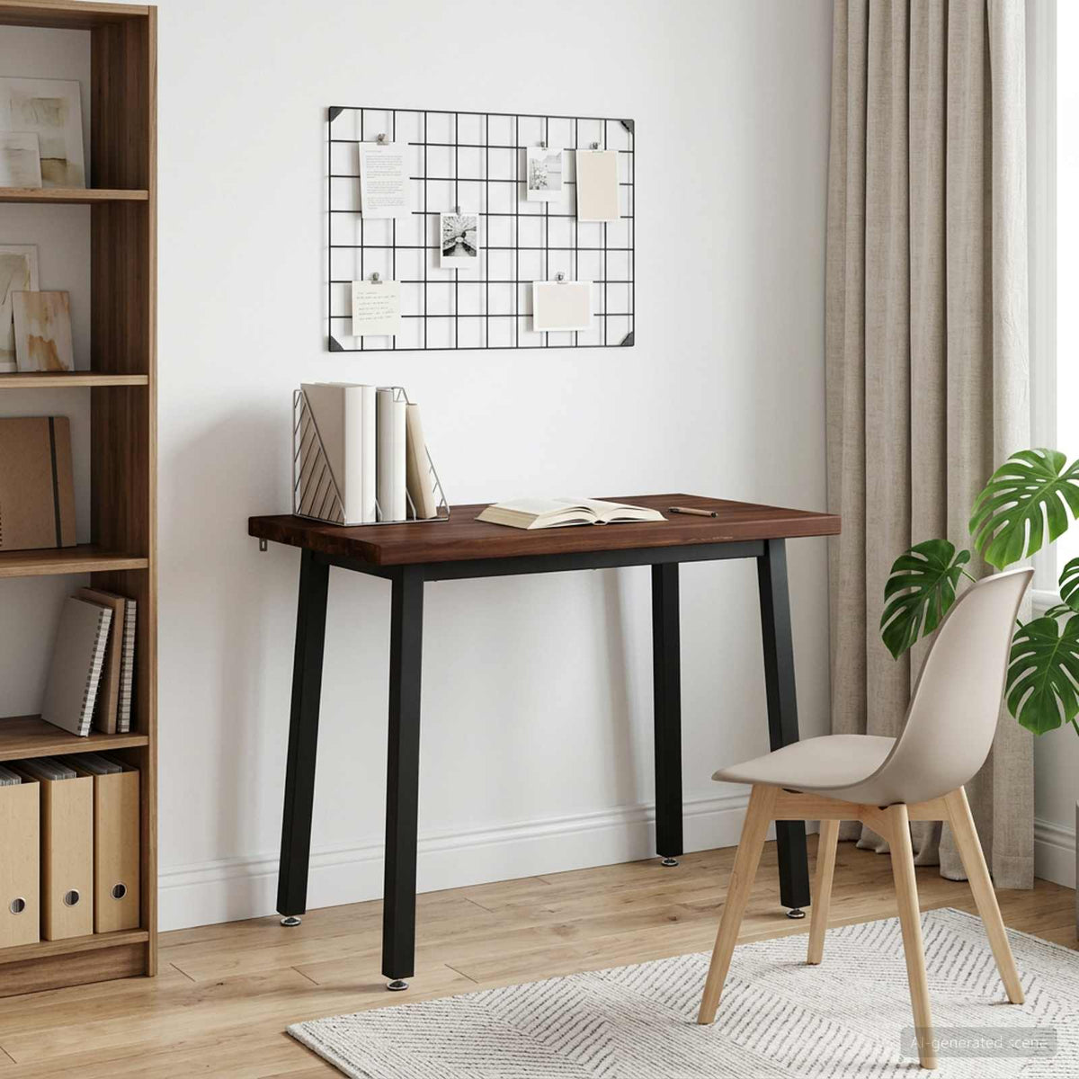 Dining Table Solid Acacia Wood Square Dark brown black