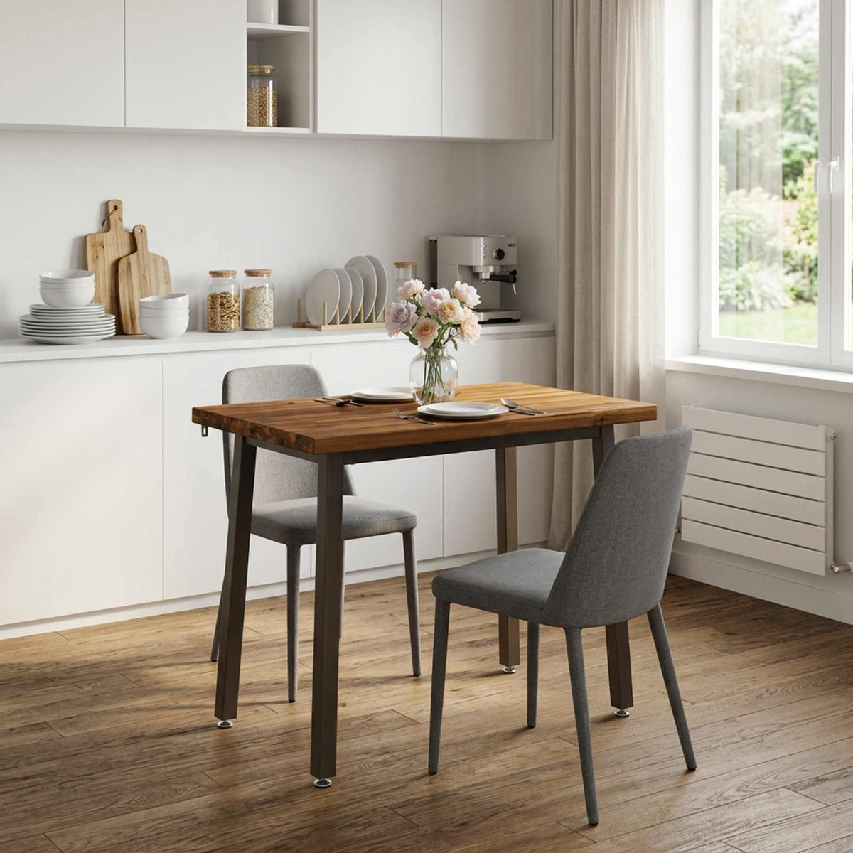 Dining Table Solid Acacia Wood Square Natural coffee
