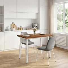 Dining Table 110 x 55 x 75 cm Solid Acacia Wood Square Natural and white