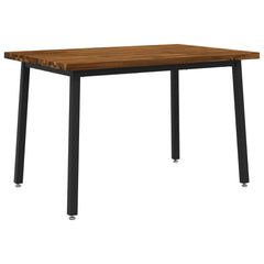 Dining Table Solid Acacia Wood Square Depth 80 cm Natural and black 120 cm