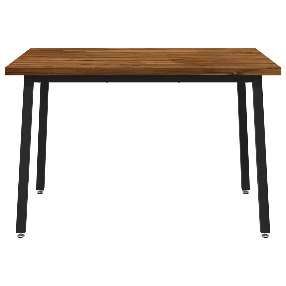 Dining Table Solid Acacia Wood Square Depth 80 cm Natural and black 120 cm