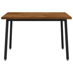 Dining Table Solid Acacia Wood Square Depth 80 cm Natural and black 120 cm