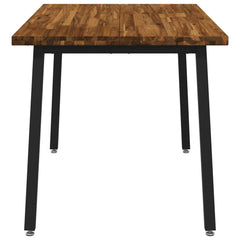Dining Table Solid Acacia Wood Square Depth 80 cm Natural and black 120 cm