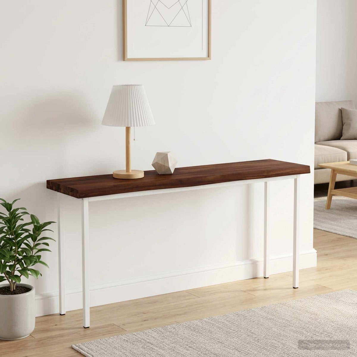 Live Edge Table Top Rectangular Dark Brown Live Edge 1 Side Depth 30 cm 120 cm