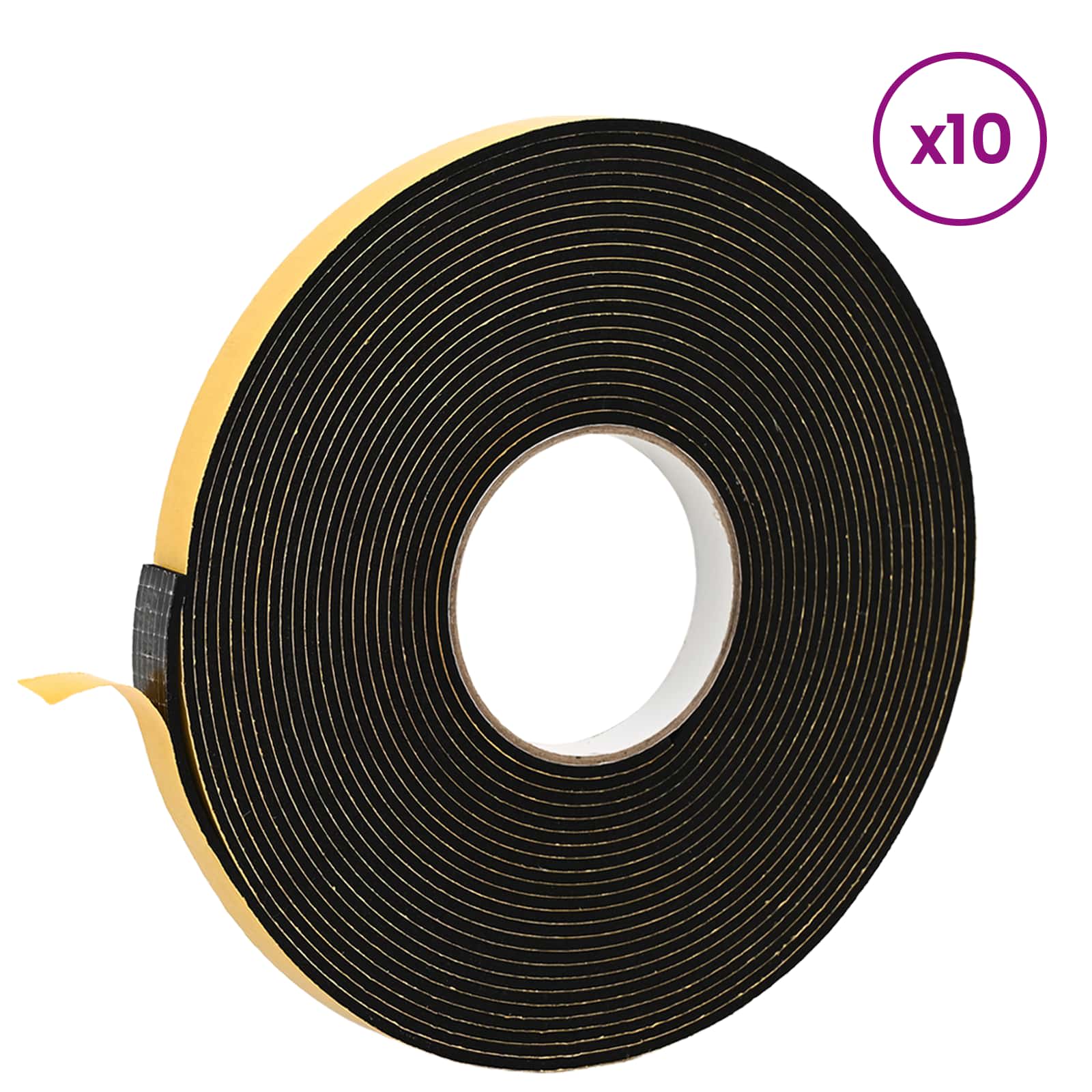 vidaXL Self-adhesive Foam Tape 10 pcs Black 20mm x 10m CR Foam 3