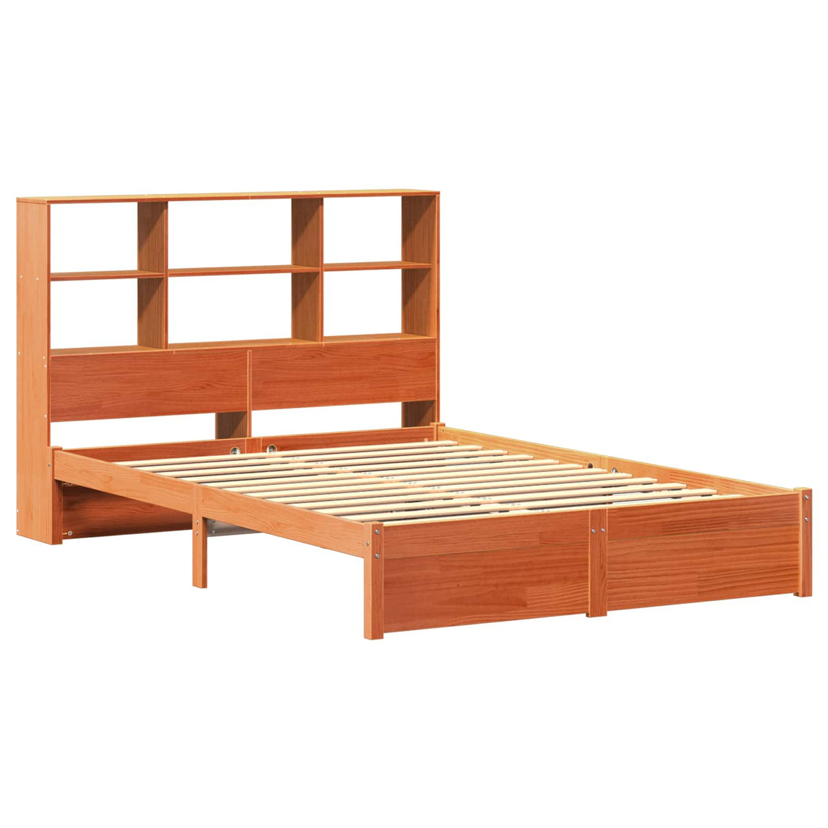 Bed Frame with Storage Headboard Wax Brown 150 cm
