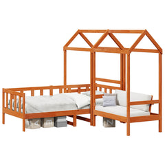 vidaXL Day Bed Set Wax Brown 90 x 200 cm Solid Pine Wood 2