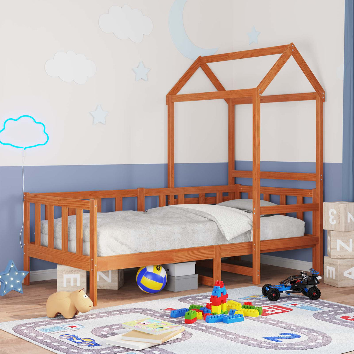 Day Bed Set 2 pcs Solid Pine Wood Wax brown 80 cm 200 cm