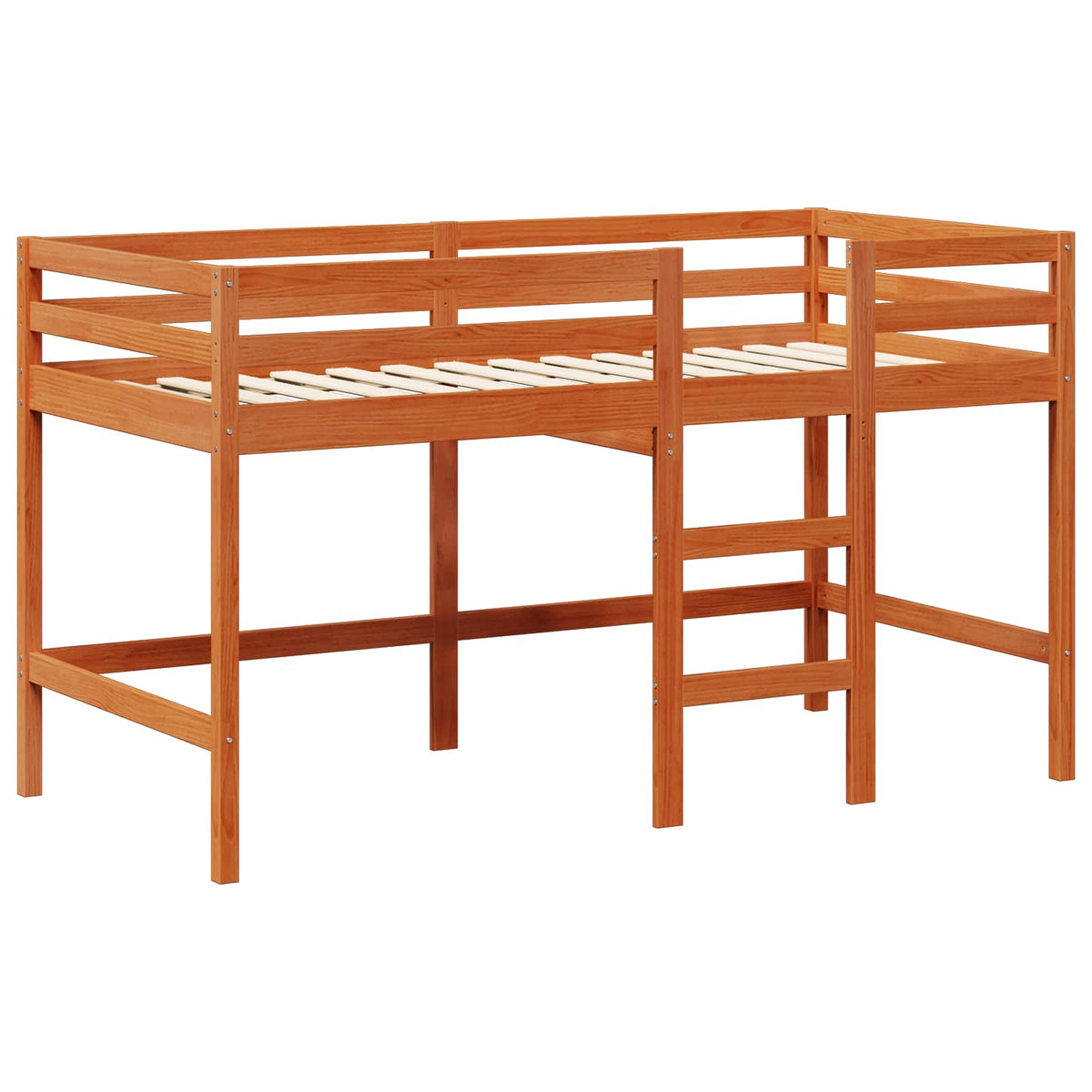 Bed Solid Pine Wood Wax brown