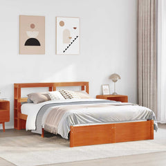 Bed Frame Shelf Solid Pine Wood Wax brown