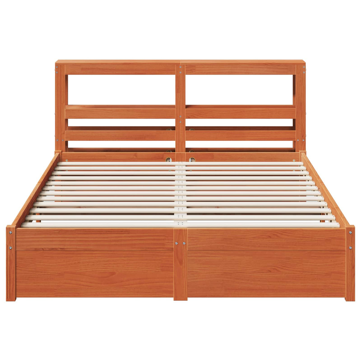 Bed Frame with Shelf Solid Pine Wood Wax brown 120 cm 200 cm