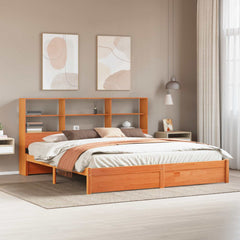 Bed Frame with Storage Headboard Wax Brown 180 cm