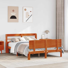 Bed Frame 2 pcs Solid Pine Wood Wax brown 135 cm 190 cm