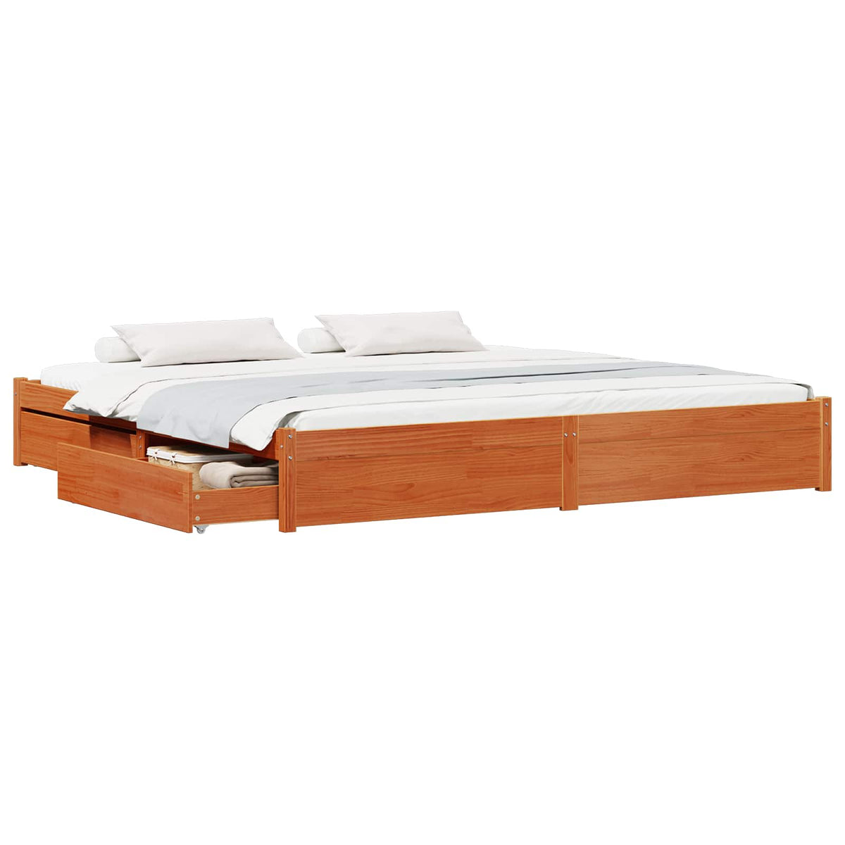 Bed Frame Solid Pine Wood Length 200 cm Wax Brown 200 cm