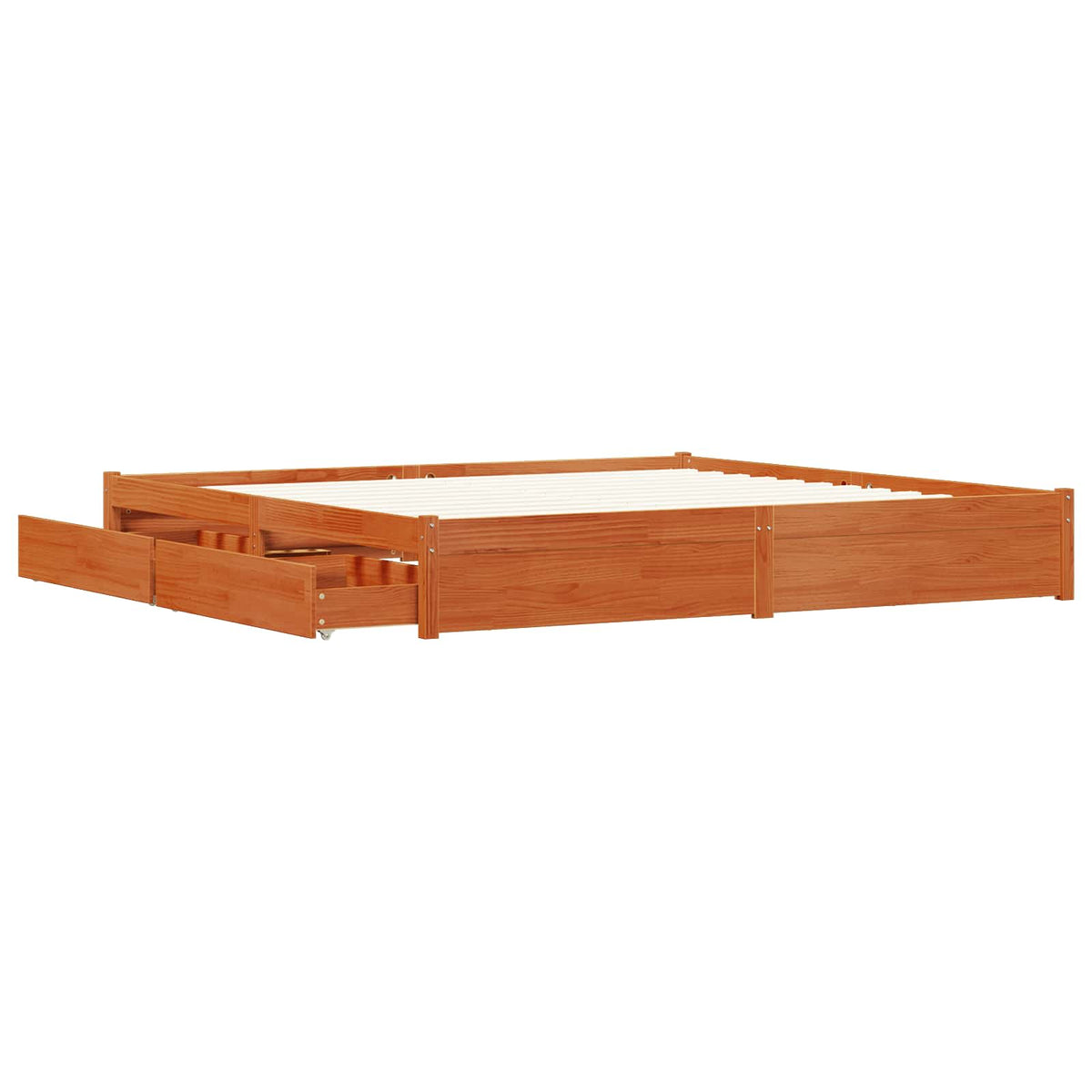 Bed Frame Solid Pine Wood Length 200 cm Wax Brown 200 cm
