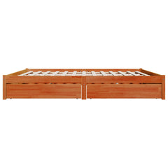 Bed Frame Solid Pine Wood Length 200 cm Wax Brown 200 cm
