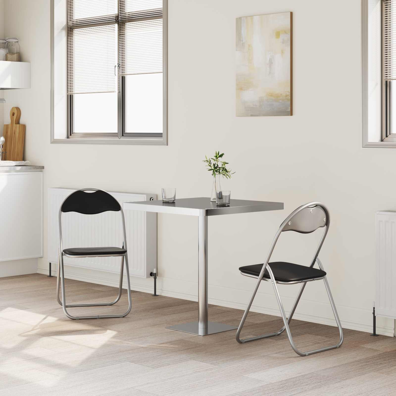 vidaXL Folding Chair 2 pcs Black and Grey 48 x 43.5 x 81 cm 3