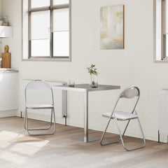 vidaXL Folding Chair 2 pcs Faux Leather White and Grey 3