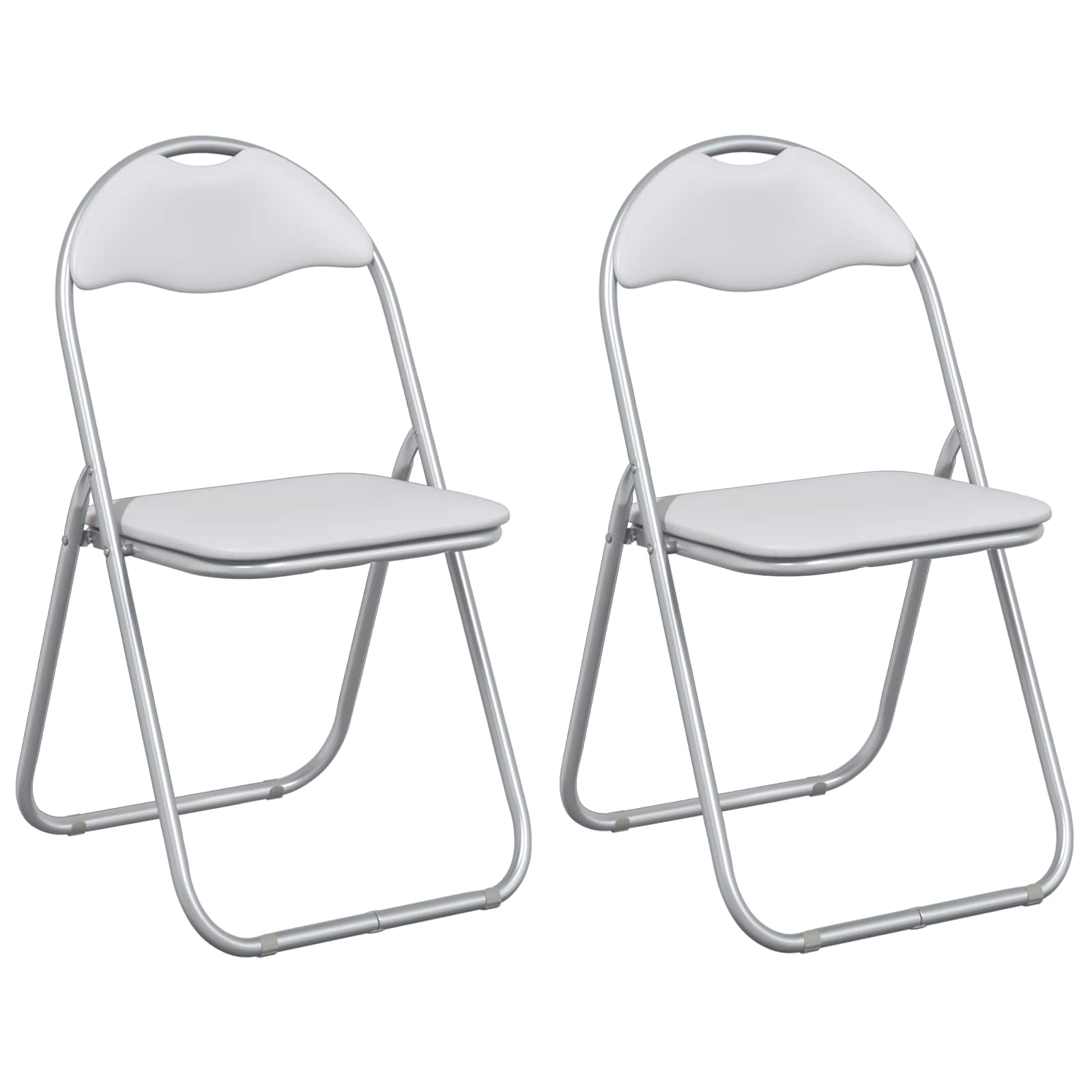 vidaXL Folding Chair 2 pcs Faux Leather White and Grey 2
