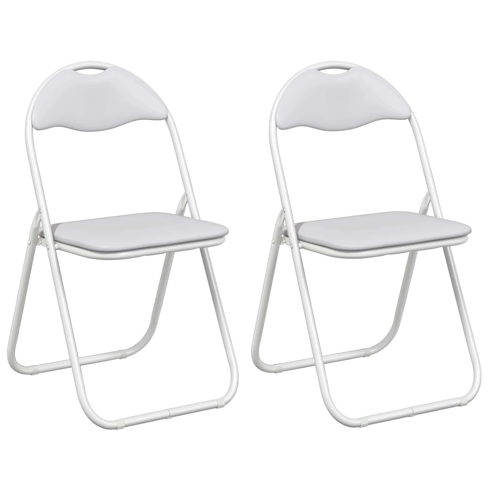 vidaXL Folding Chair 2 pcs Faux Leather White 48 x 43.5 x 81 cm 2