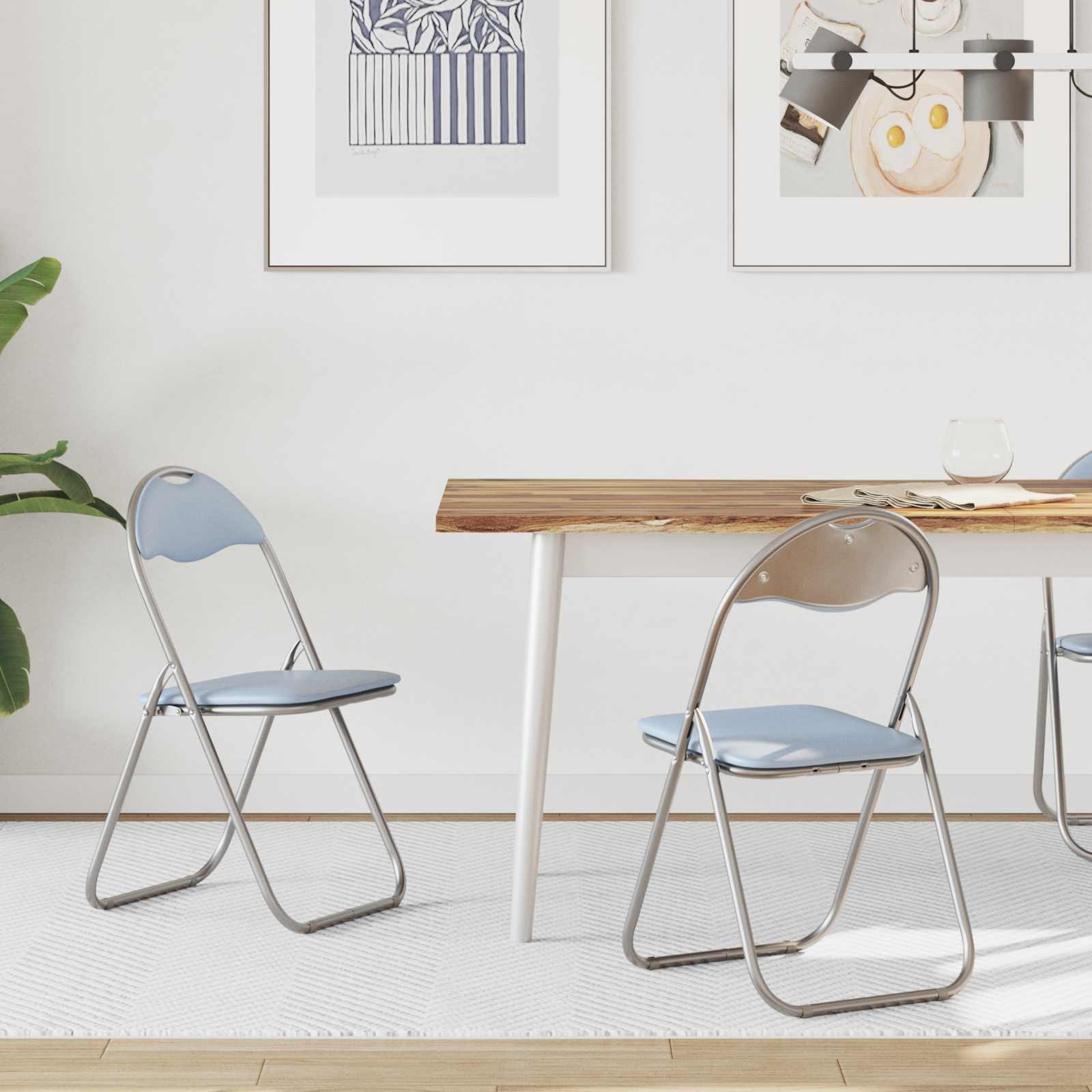 vidaXL Folding Chair 2 pcs Faux Leather Grey 48 x 43.5 x 81 cm 1