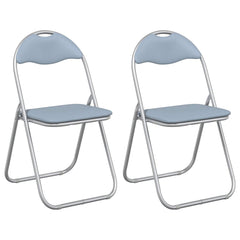 vidaXL Folding Chair 2 pcs Faux Leather Grey 48 x 43.5 x 81 cm 2