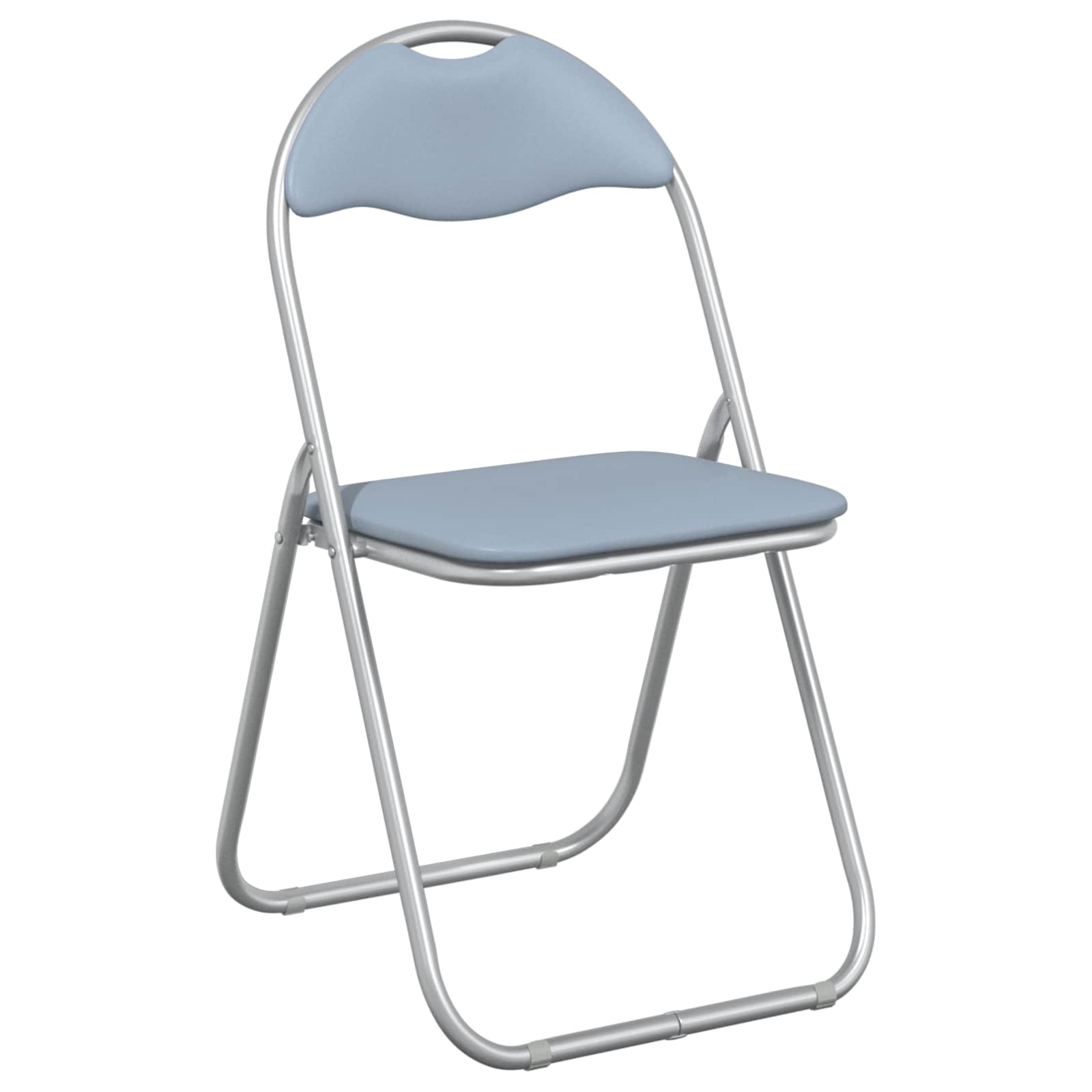 vidaXL Folding Chair 2 pcs Faux Leather Grey 48 x 43.5 x 81 cm 4