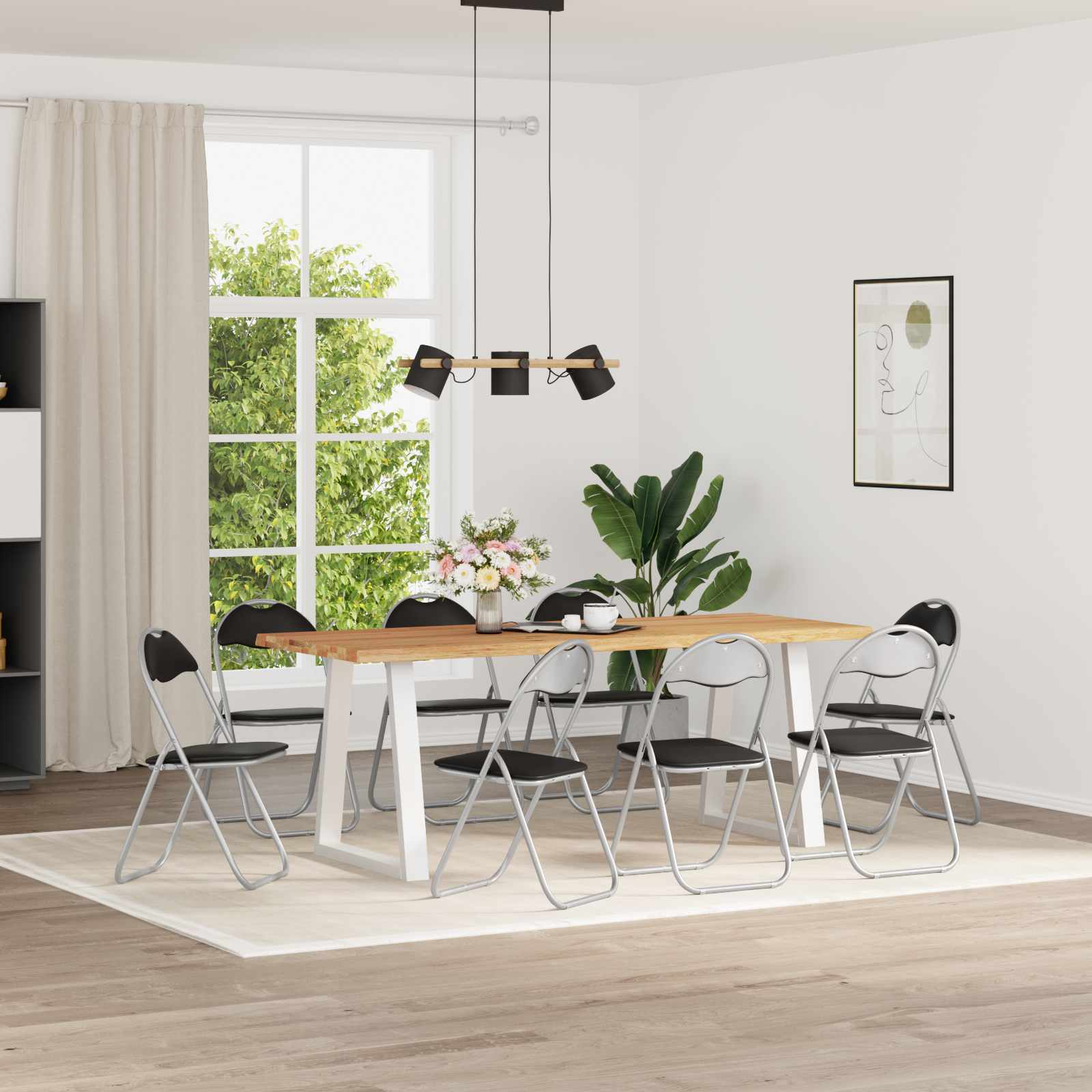 vidaXL Folding Chair 8 pcs Faux Leather Black and Grey 1