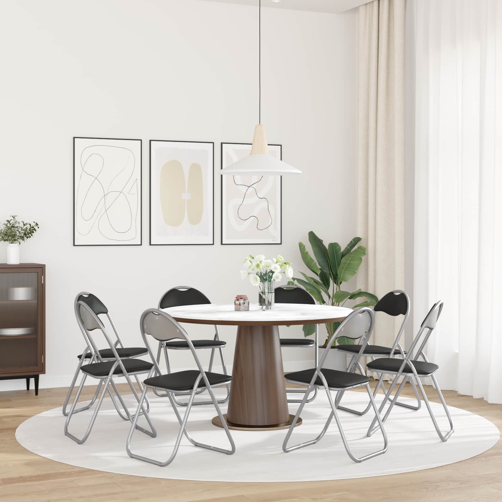 vidaXL Folding Chair 8 pcs Faux Leather Black and Grey 4