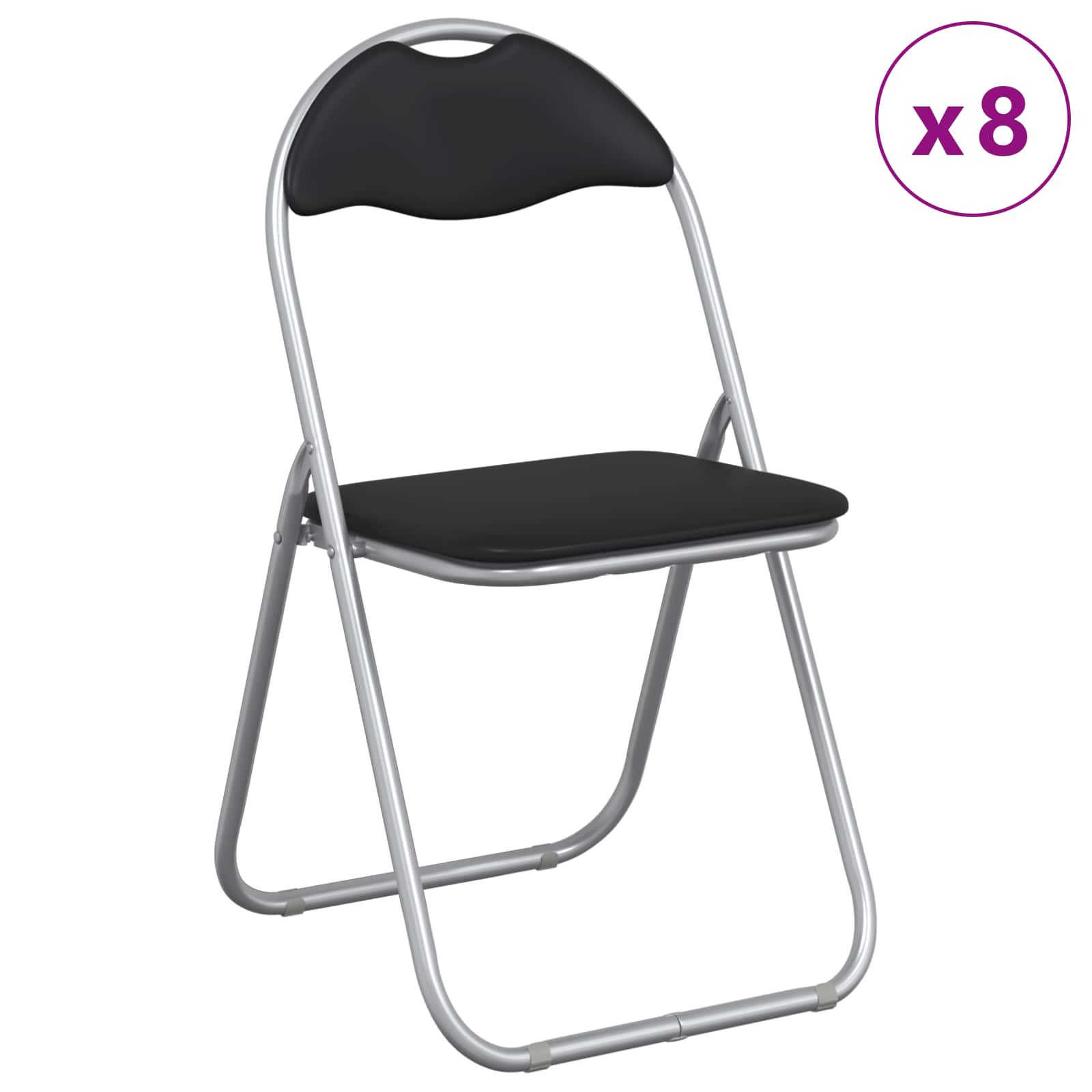 vidaXL Folding Chair 8 pcs Faux Leather Black and Grey 3