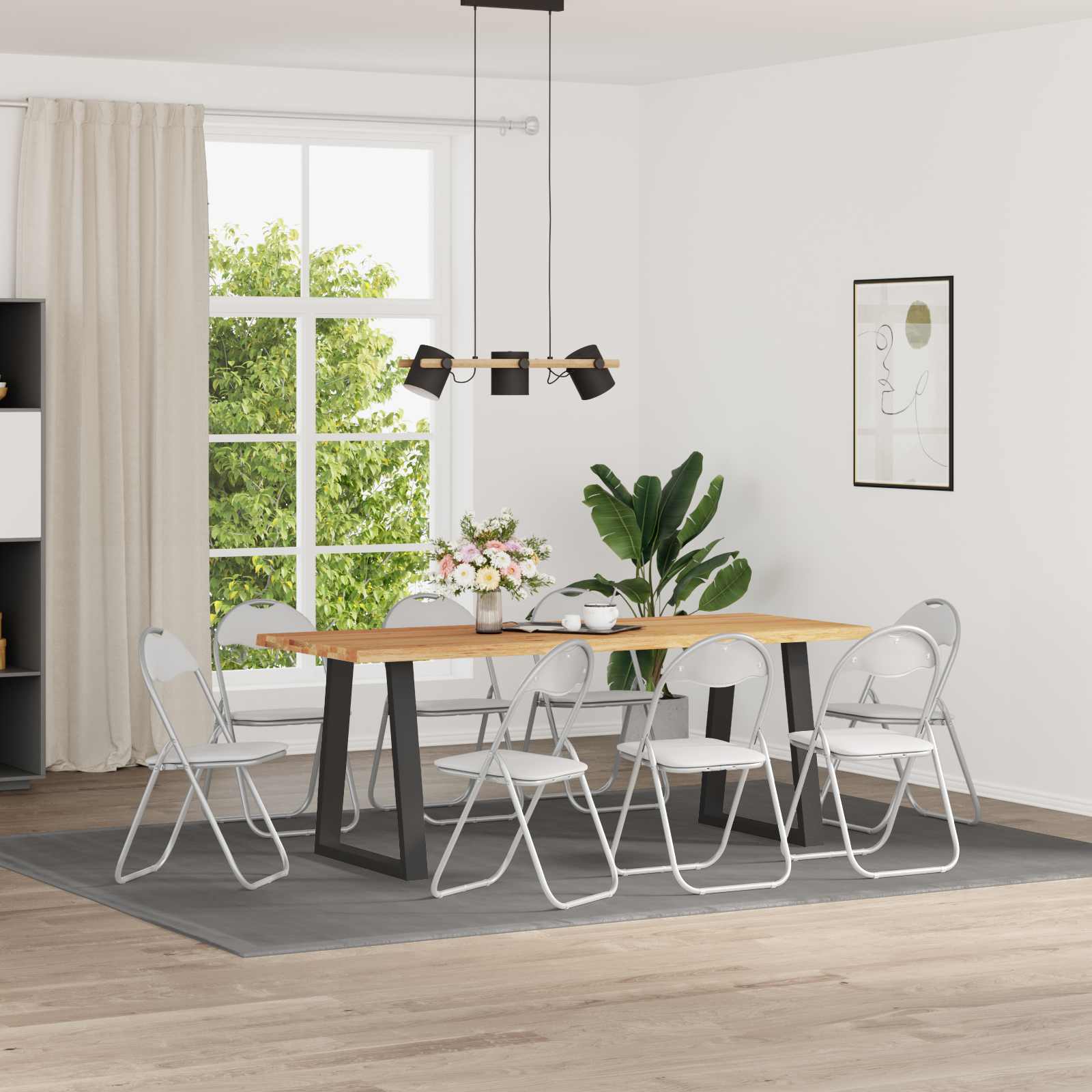 vidaXL Folding Chair 8 pcs Faux Leather White and Grey 1