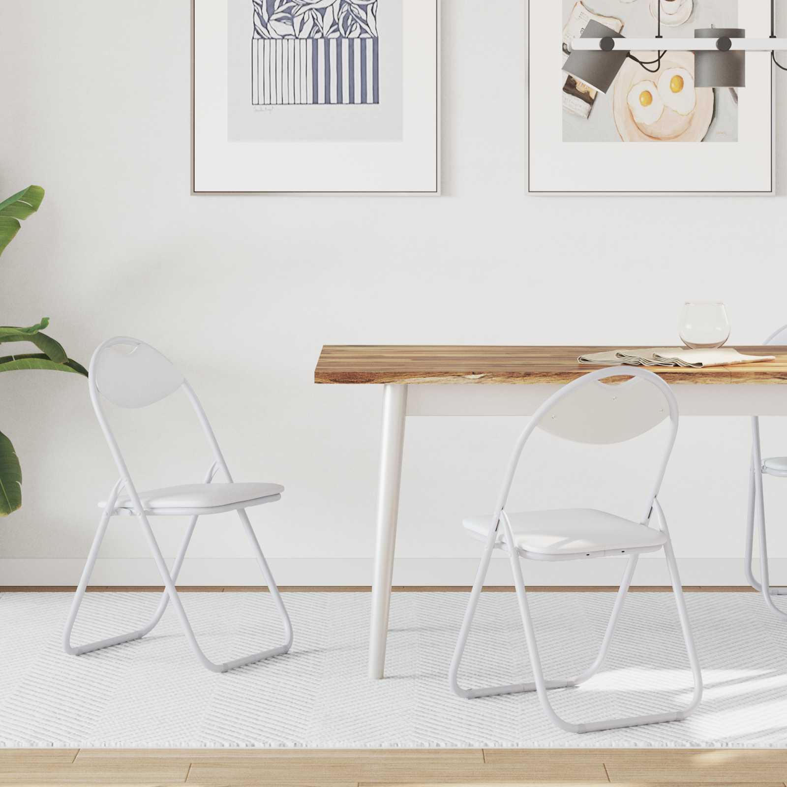 vidaXL Folding Chair 2 pcs Faux Leather White 48 x 43.5 x 81 cm 1