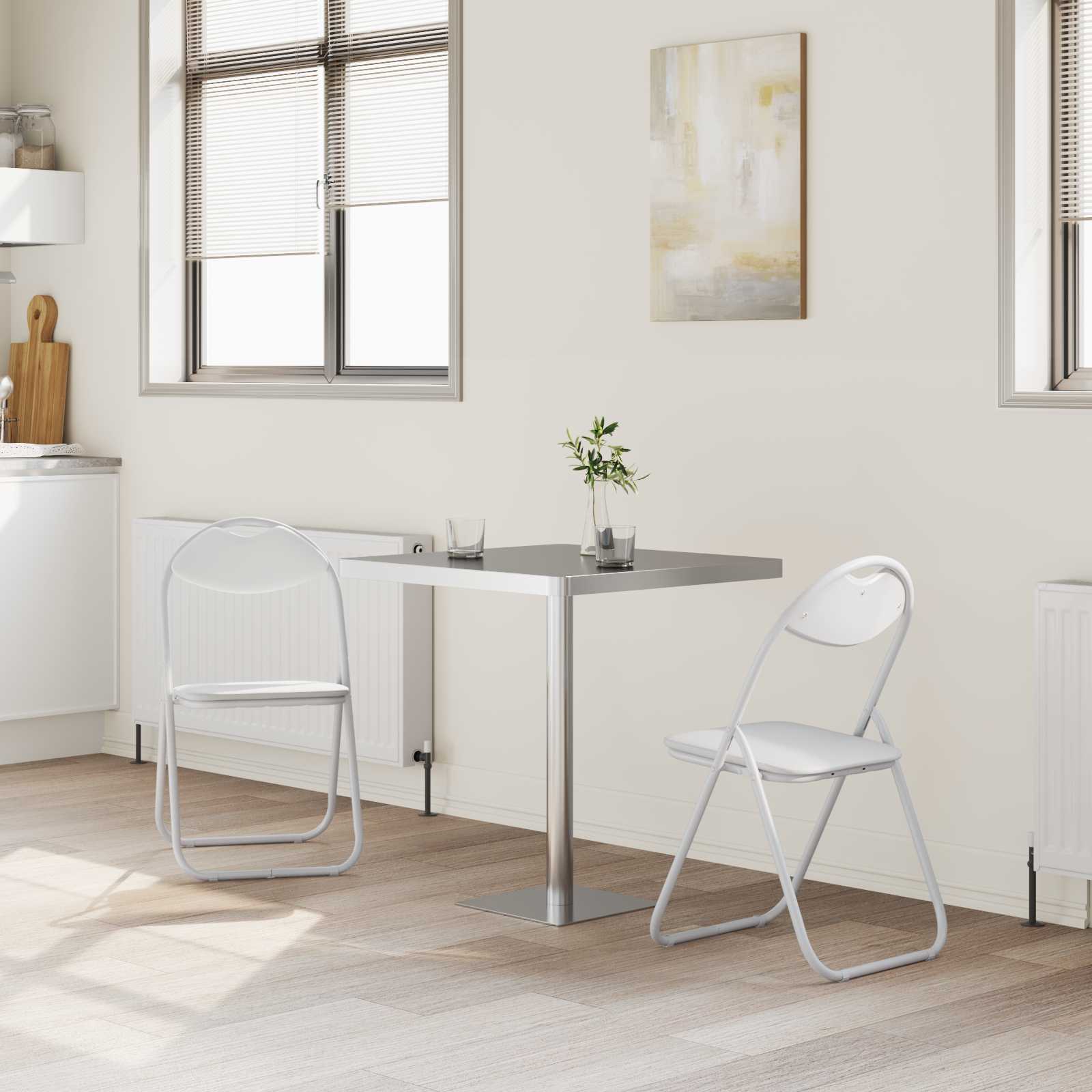 vidaXL Folding Chair 2 pcs Faux Leather White 48 x 43.5 x 81 cm 3