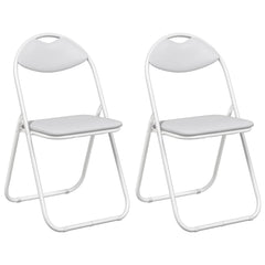 vidaXL Folding Chair 2 pcs Faux Leather White 48 x 43.5 x 81 cm 2