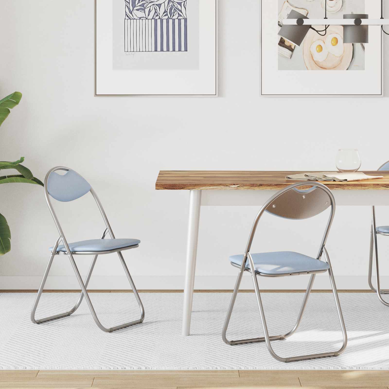 vidaXL Folding Chair 2 pcs Faux Leather Grey 48 x 43.5 x 81 cm 1