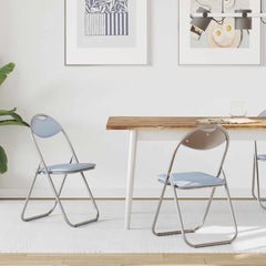 vidaXL Folding Chair 2 pcs Faux Leather Grey 48 x 43.5 x 81 cm 1