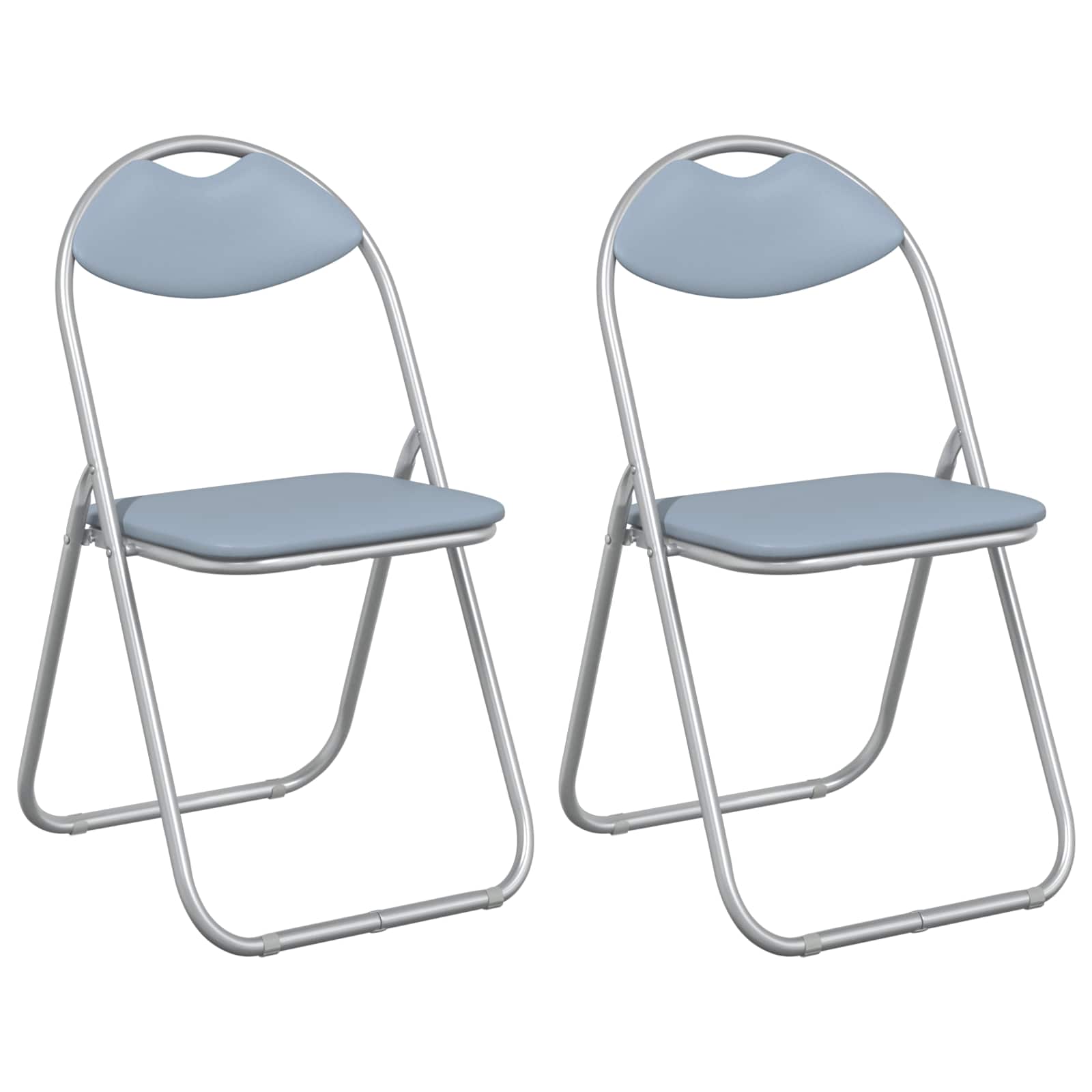 vidaXL Folding Chair 2 pcs Faux Leather Grey 48 x 43.5 x 81 cm 2