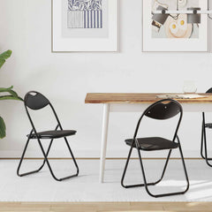 vidaXL Folding Chair 2 pcs Faux Leather Black 48 x 43.5 x 81 cm 1