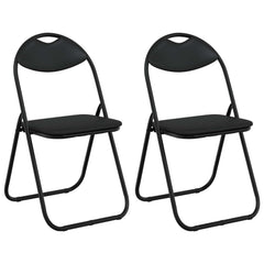 vidaXL Folding Chair 2 pcs Faux Leather Black 48 x 43.5 x 81 cm 2