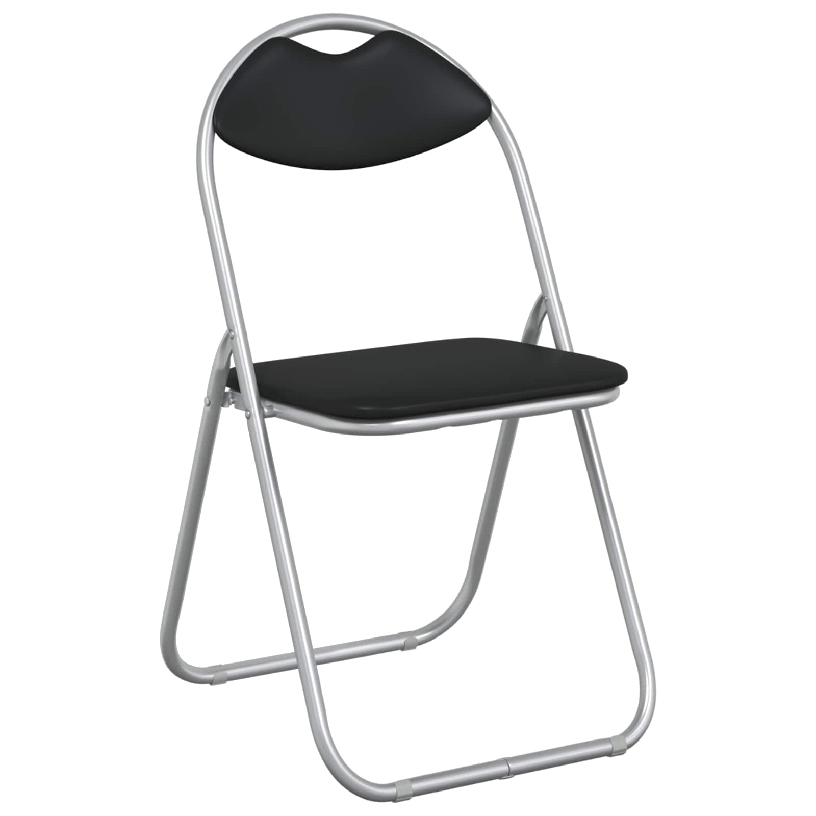 vidaXL Folding Chair 8 pcs Faux Leather Black and Grey 2