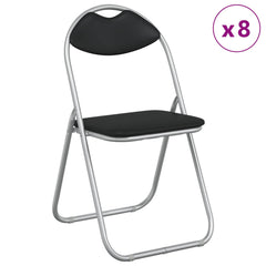 vidaXL Folding Chair 8 pcs Faux Leather Black and Grey 3