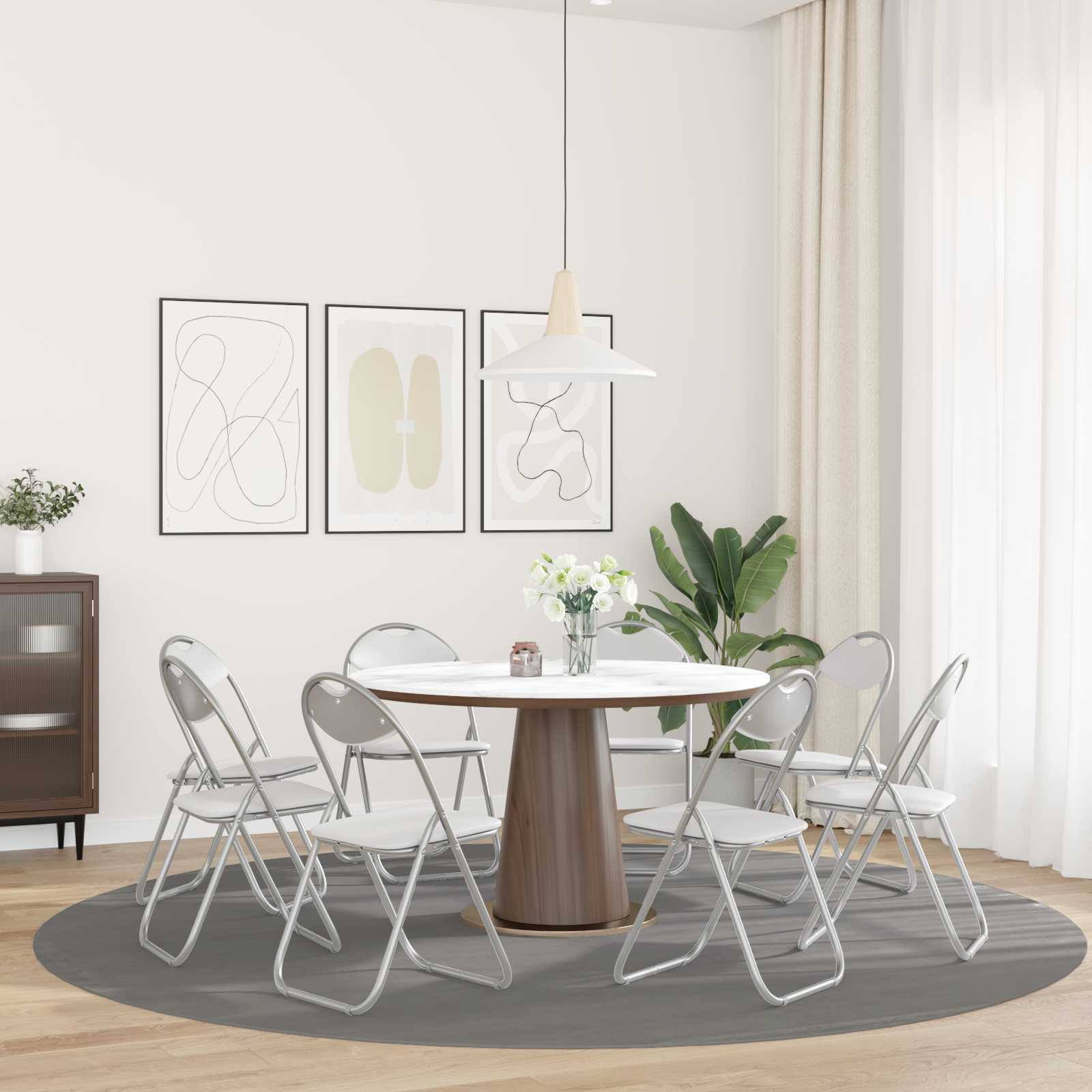 vidaXL Folding Chair 8 pcs Faux Leather White and Grey 4