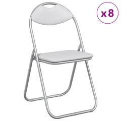 vidaXL Folding Chair 8 pcs Faux Leather White and Grey 3